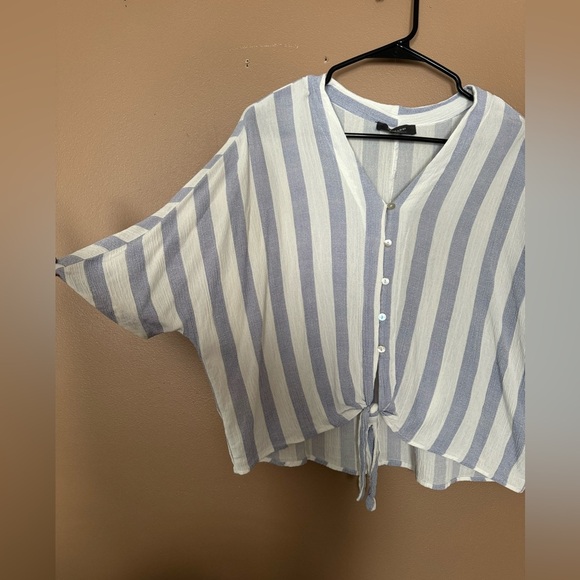 Primark Blue and White Dolman Sleeve Blouse - Picture 2 of 8